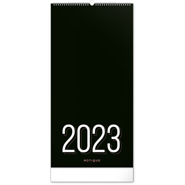 Nástěnný plánovací kalendář Černý 2023, 21 × 42 cm Baagl