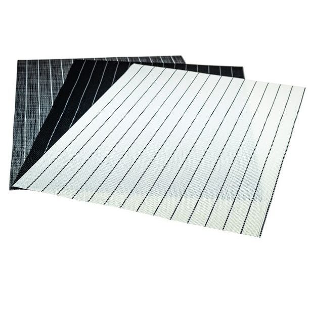 prostírání 45x30cm, PRUHY, černé, šedé, bílé, plast