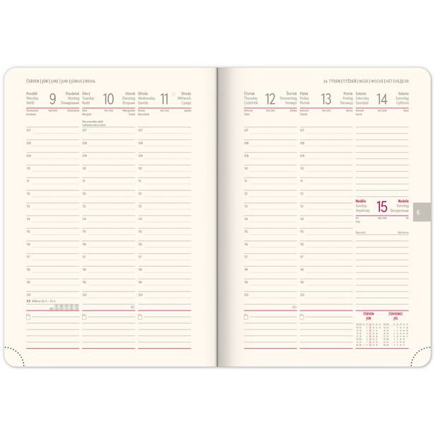 Týdenní diář Vivella Top 2025, oranžový, 15 × 21 cm