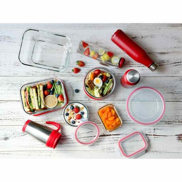 BERGNER Dóza na potraviny skleněná se zaklapovacím víkem 1,5l BG-25026-RD