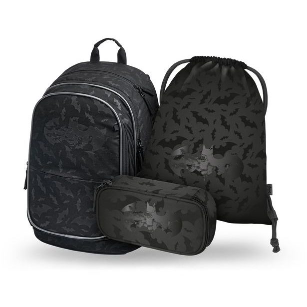 BAAGL SET 3 Core Batman černý: batoh, penál, sáček