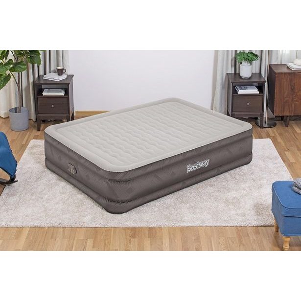 Semišová nafukovací matrace FORTECH s el. pumpou 203x152x46cm
