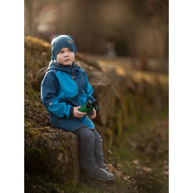 Unuo, Dětská softshellová bunda s fleecem Street, Kobaltová, Tyrkysová