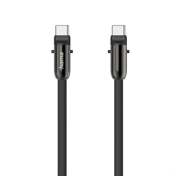 Hama USB-C kabel a šňůrka na mobil 2v1, 1,2 m, černá