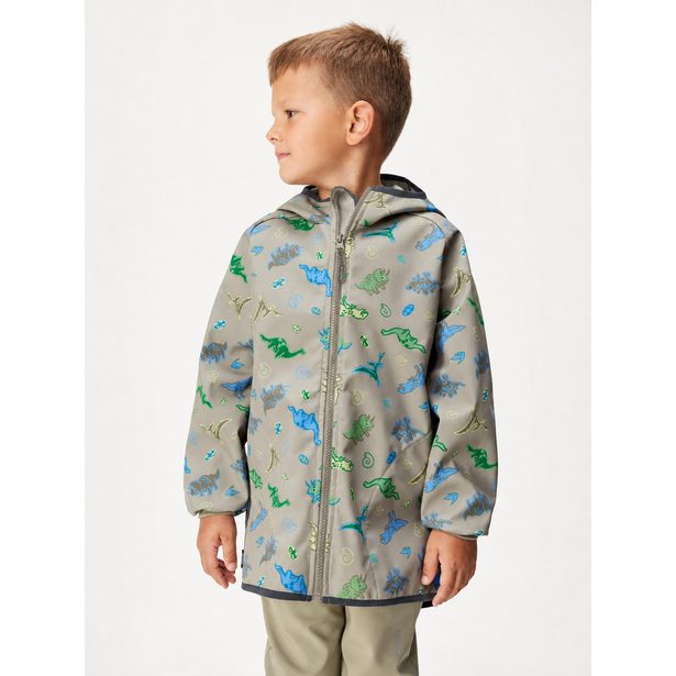 Dětská softshellová bunda s fleecem Basic, Khaki, Dino