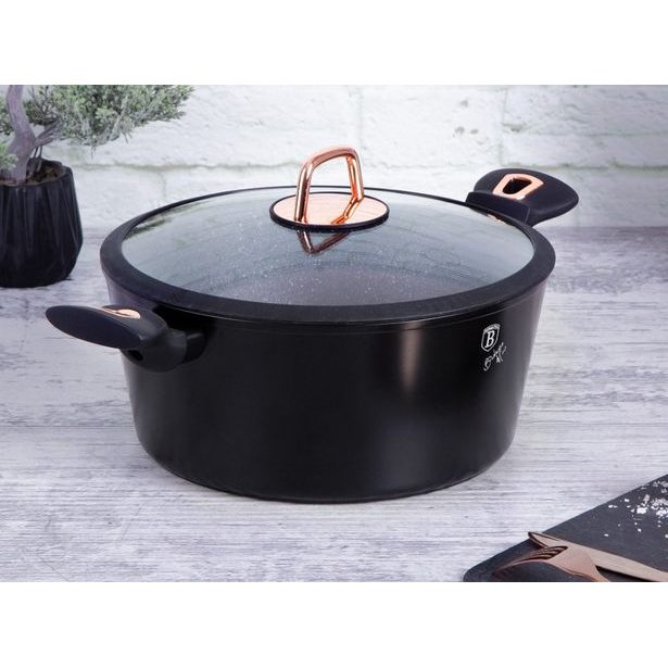 BERLINGERHAUS Kastrol s poklicí s mramorovým povrchem 20 cm Black Rose Collection BH-1641
