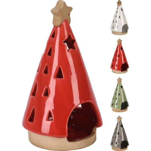 svícen 9x15cm, STROMEČEK, na čaj.svíčku, šedý