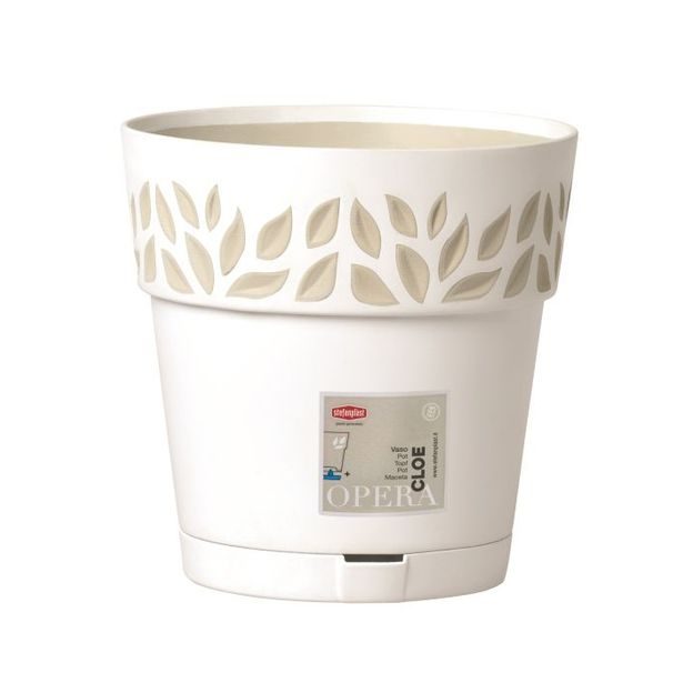 květ. d25xh25cm BÍLÁ/travertin CLOE+miska