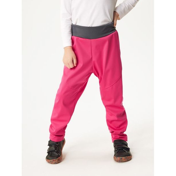 Unuo Dětské softshellové kalhoty bez zateplení pružné Sporty, Fuchsiová