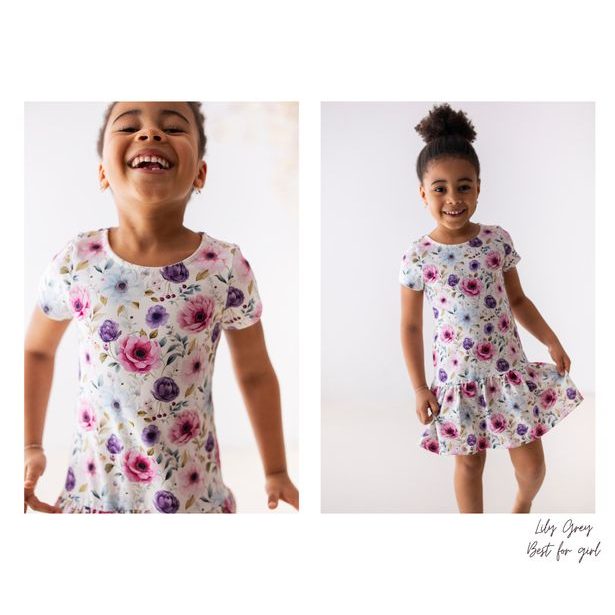 Dívčí šaty Lily Grey s jarním potiskem