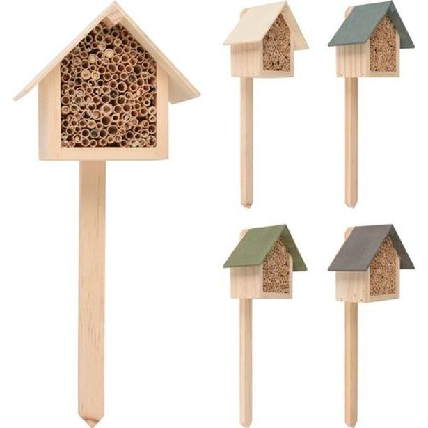 domeček hmyzí HOTEL cm, zápich, 4 dekory, dřevo
