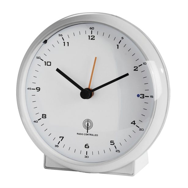 Hama Elegance Pro, budík řízený rádiovým signálem, tichý chod, bílý