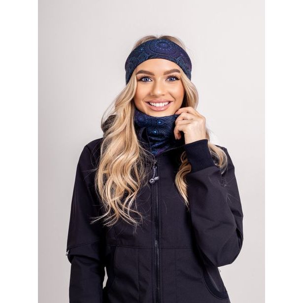 Unuo, Dámská čelenka fleecová Elise, Temná mandala