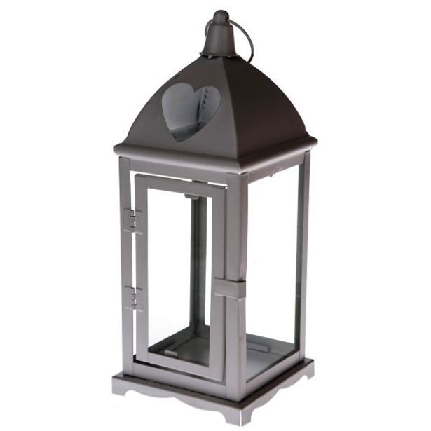 lucerna 35cm, SRDCE, 16x16cm, kov/sklo