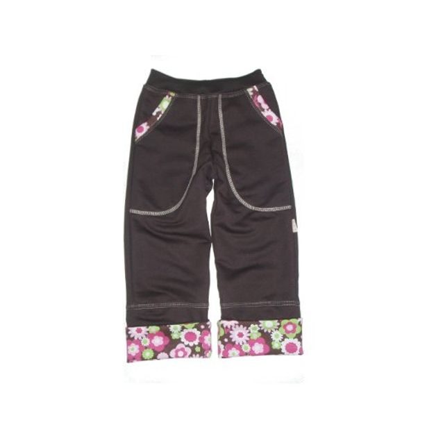 Rostoucí kalhoty ohrnovací FLOWERS CHOCO; Velikost oblečení: 128