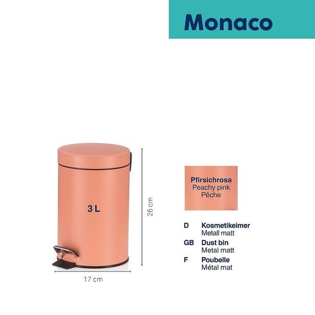 KELA Koš kosmetický MONACO 3l broskvově růžový KL-24312