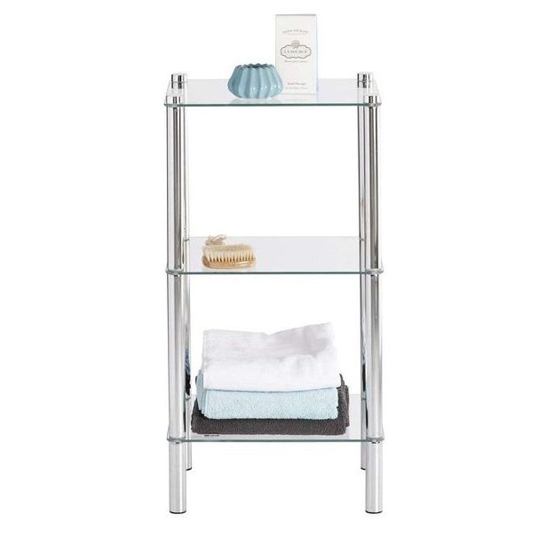 KELA Regál LARS rohový, chróm / sklo, 3. patrový KL-18100