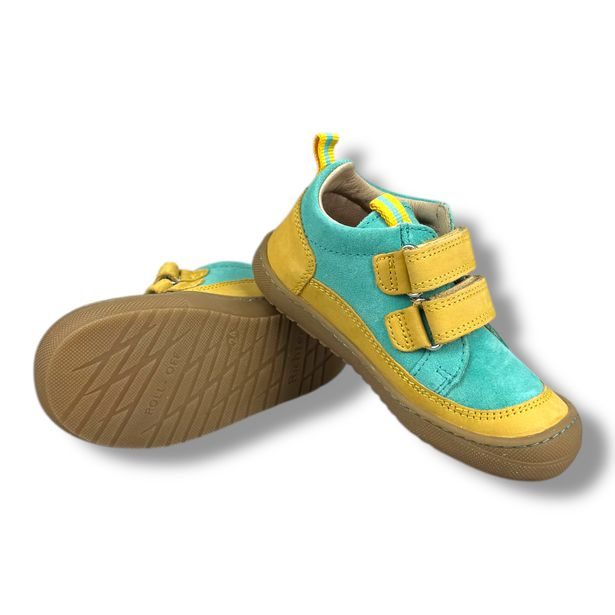 Dětská celoroční kožená obuv Richter - tykysovo-žluté