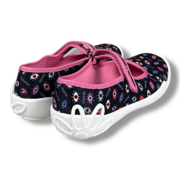 Dívčí balerínky, domácí obuv Befado - černé, oči