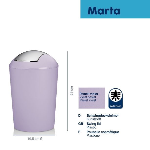 KELA Odpadkový koš Marta plast, fialová 29x19,5 cm KL-24549
