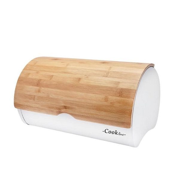 chlebovka 38x25x18cm, SABROSO, bílá, smalt+bambus