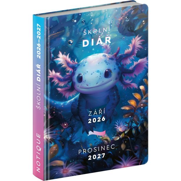 NOTIQUE Školní diář Axolotl (září 2026 – prosinec 2027), 9,8 x 14,5 cm
