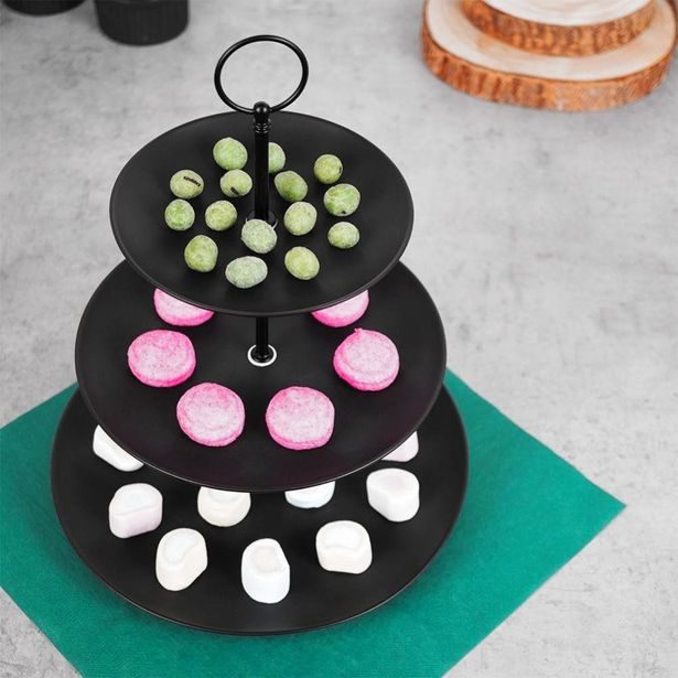 HIT Etažér třípatrový porcelánový 26x34 cm černá HT-24302291