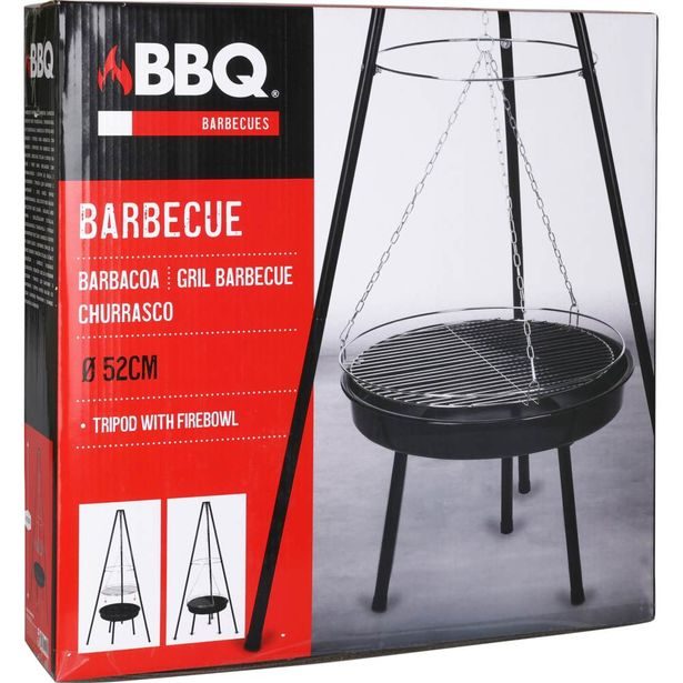BBQ Gril na dřevěné uhlí závěsný na trojnožce pr. 48 cm KO-C83000490