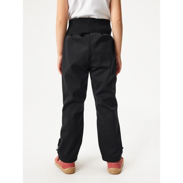 Unuo, Dětské softshellové kalhoty s fleecem pružné Flexi, Černá, Černá