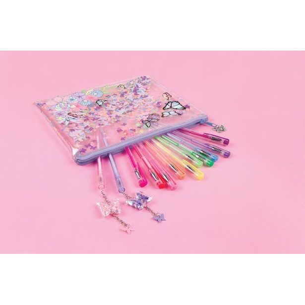 Třytivé gelové pera, 12ks - Butterfly