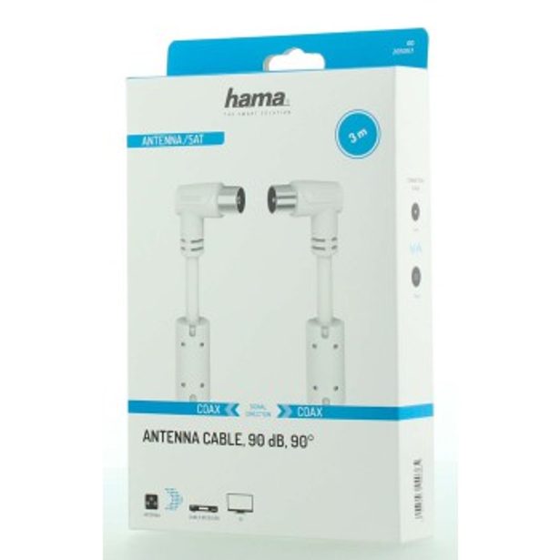 Hama anténní kabel 90 dB 3 m, kolmé konektory