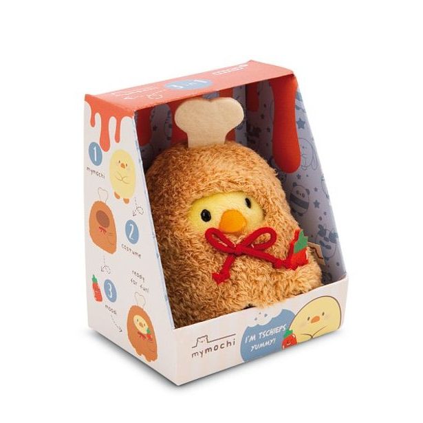 NICI NICI plyš MyMochi Kuře Tschieps 8 cm v kostýmu kuřecí stehýnko a chilli om.,set dár.b. 8,5x6,5x10cm
