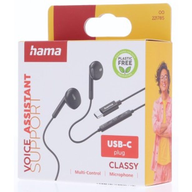 Hama USB-C sluchátka s mikrofonem Classy, pecky, černá