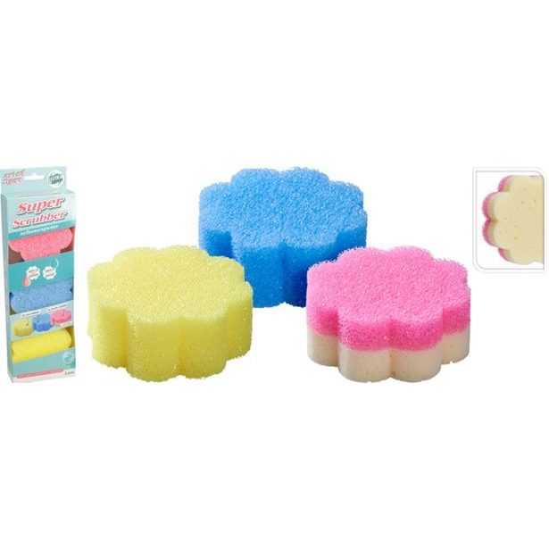 houba SCRUB 3ks, 3barvy (v teplé vodě měkne), PUR pěna