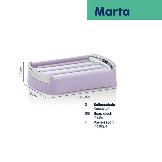 KELA Miska na mýdlo Marta plast, fialová 12,5x9x2,5 cm KL-24544