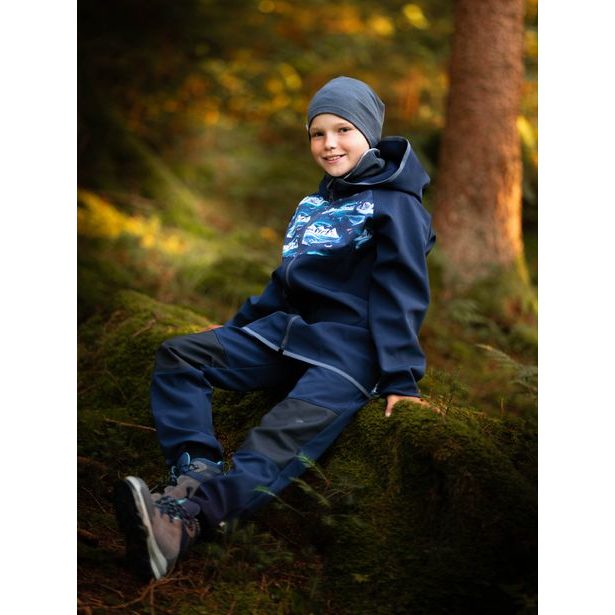 Unuo, Dětské softshellové kalhoty s fleecem Street Strong, Tm. Modročerná