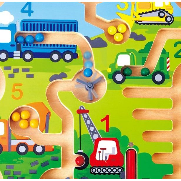Nákladní auta - bludiště s magnetickou hůlkou a korálky