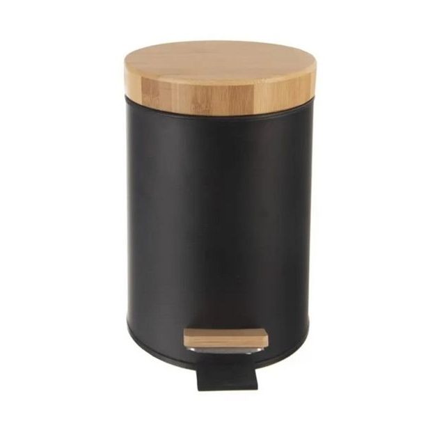 koš odp. 3,0l pedál BLACK, d17x25cm, kov/bamb.víko