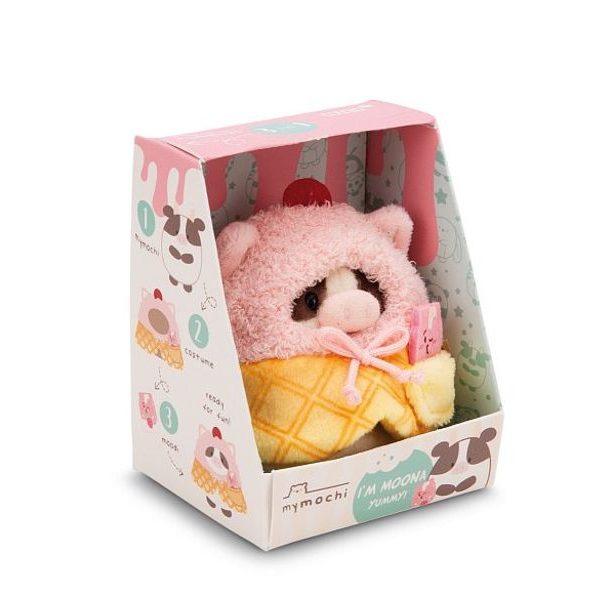NICI NICI plyš MyMochi Kravička Moona 8 cm v kostýmu milkshake a zmrzlinou,set dárkové bal.