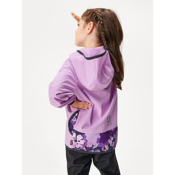 Dětská softshellová bunda bez zateplení Basic, Lila, Kytky