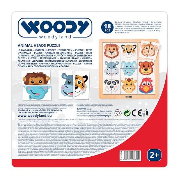 WOODY Skládačka Zvířecí hlavičky - exotické
