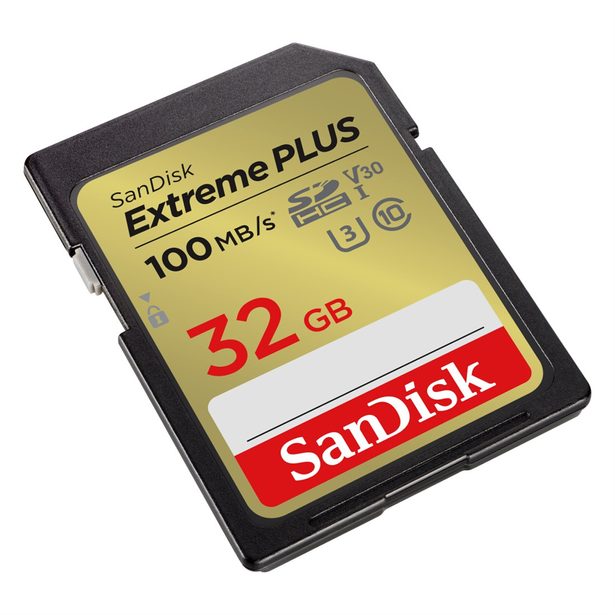 SanDisk Extreme PLUS 32 GB SDHC Memory Card 100 MB/s and 60 MB/s, UHS-I, Class 10, U3, V30