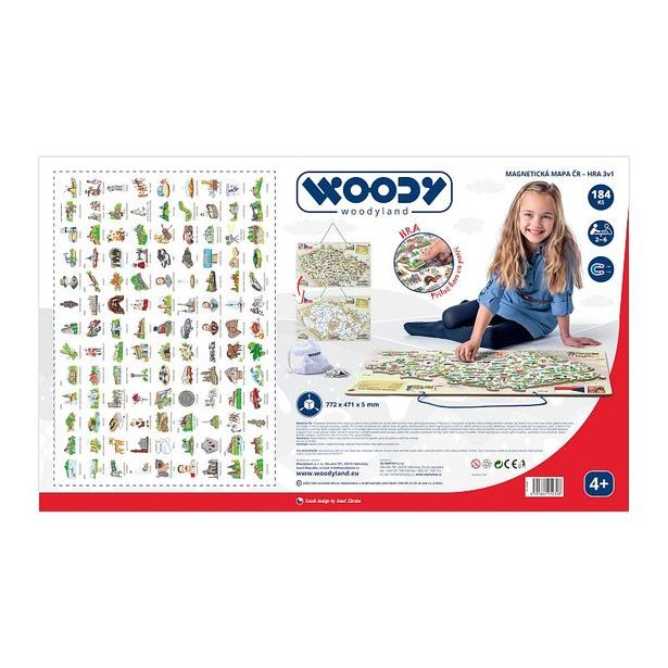 Magnetická mapa ČR s obrázky a společenská hra, 3 v 1