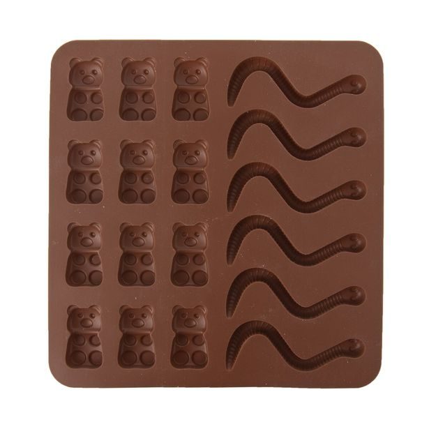 O Forma silikon gumídci/žížaly 18 hnědá