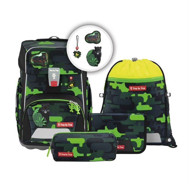 Školní aktovka Step by Step GIANT, Black Cat Chiko - 5 dílný set, AGR certifikát