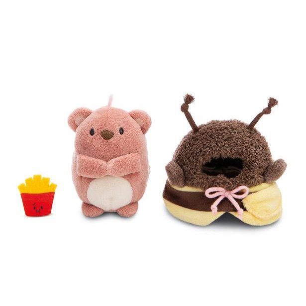NICI NICI plyš MyMochi Medvídek Nomo 8cm v kostýmu včelky a hranolkami,set dárkové balení 8,5x6,5x10cm