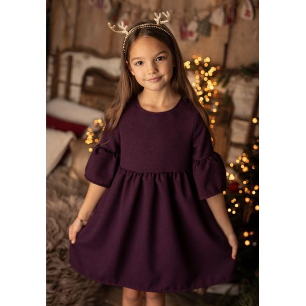 Dívčí slavnostní boho šaty vínové