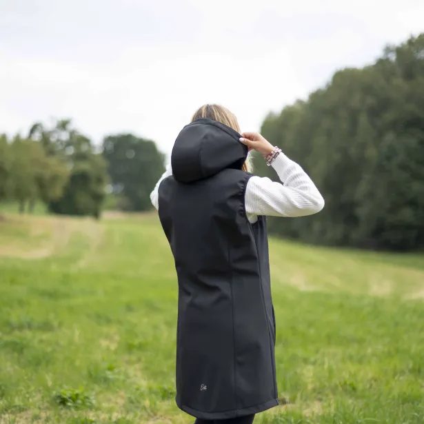 ESITO Dámská dlouhá softshellová vesta Black - černá