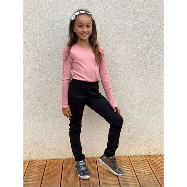 MODADETI_ADELLINO Dětské softshellové legíny pružné nezateplené černé