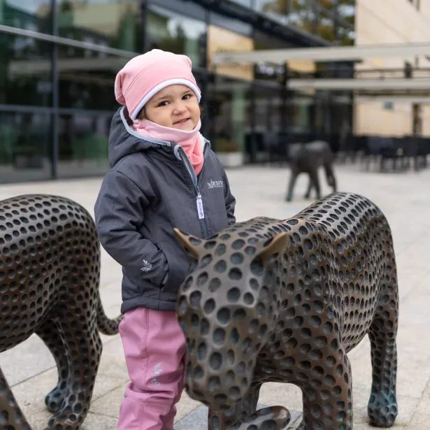 ESITO Zimní čepice spadená Duha světlá - růžová